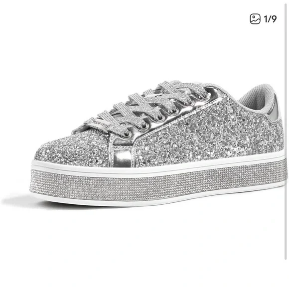 NEW! Lucky Steps Silver Glitter Sneakers - Size 8 US - Picture 4 of 4
